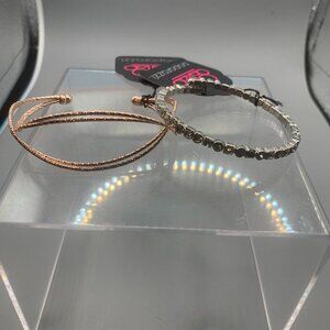 2ct Paparazzi Rhinestone & Rose Gold Bracelets NEW WITH TAG
